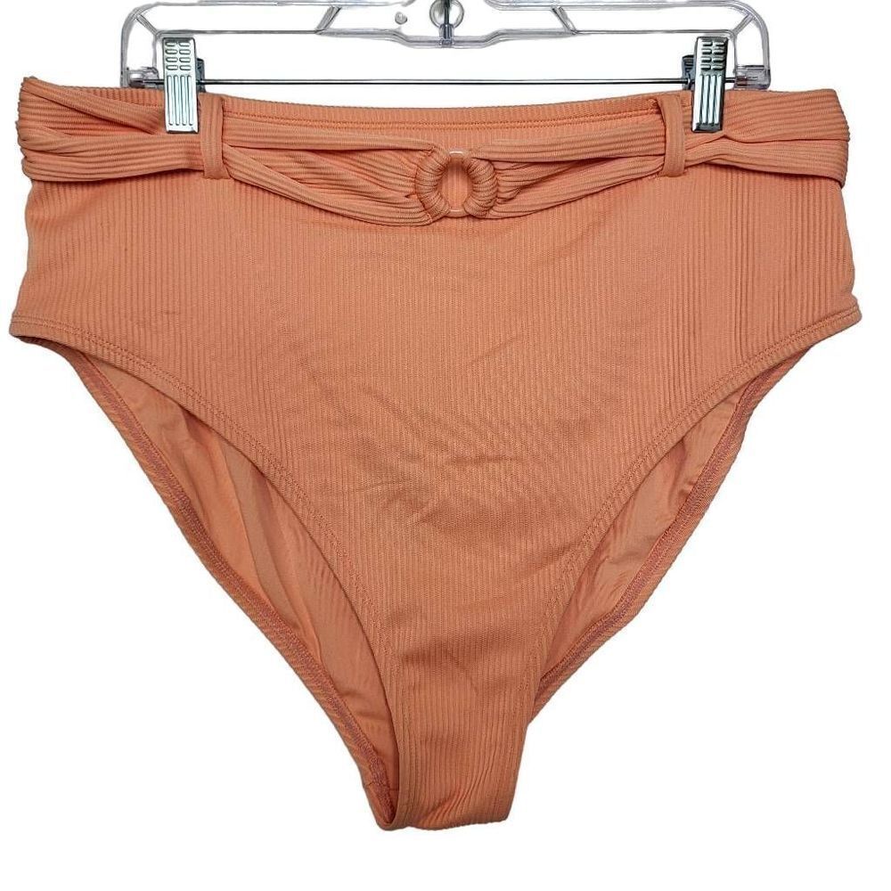 Cupshe Ribbed Orange Belted Swim Bottom Size 2X